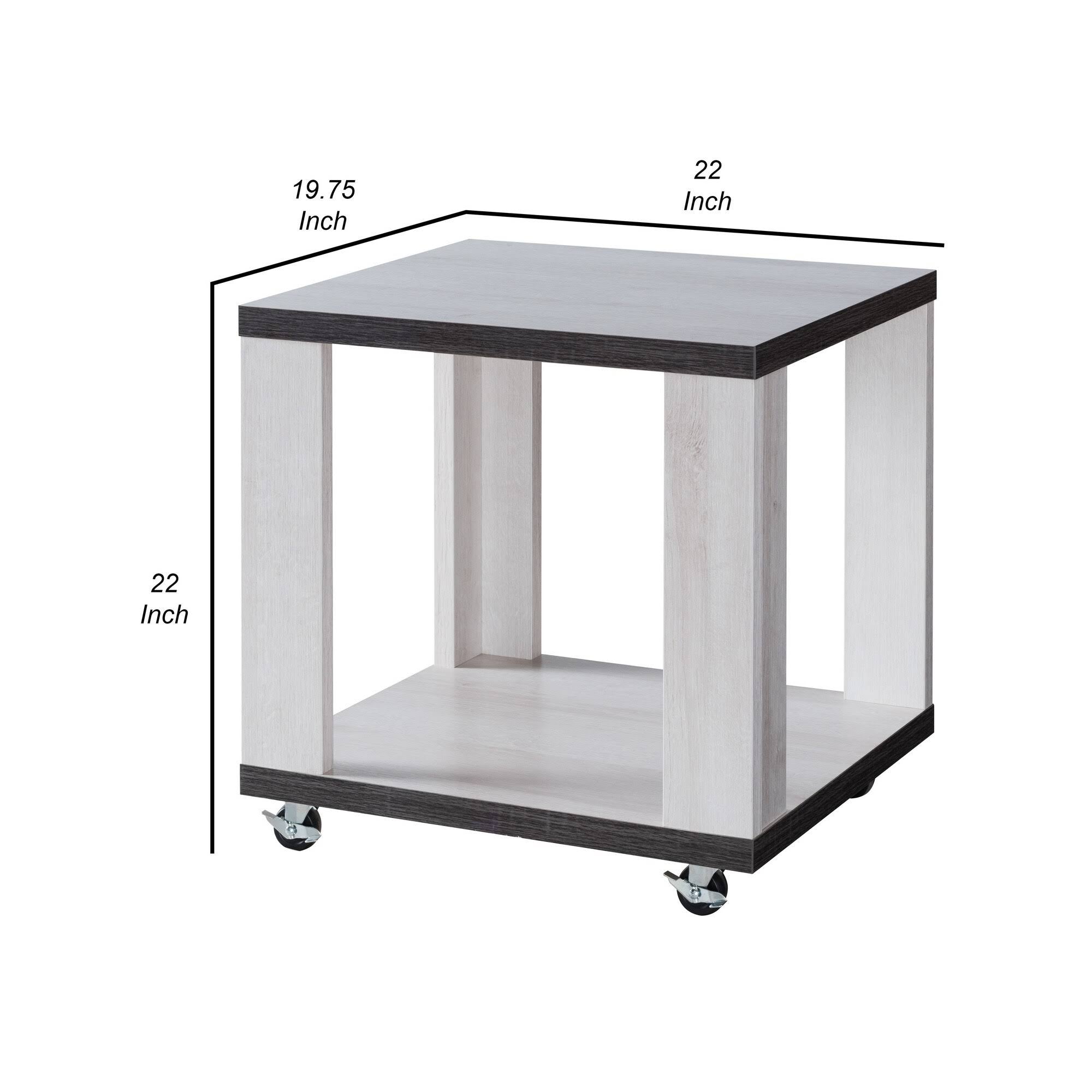White and Gray MDF End Table with Wooden Open Bottom Shelf G572435