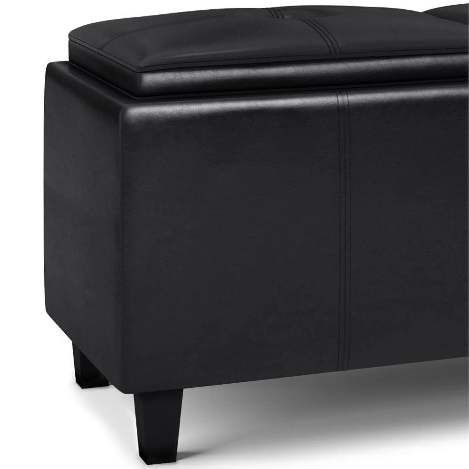 Faux Leather Storage Ottoman in Midnight Black A889282