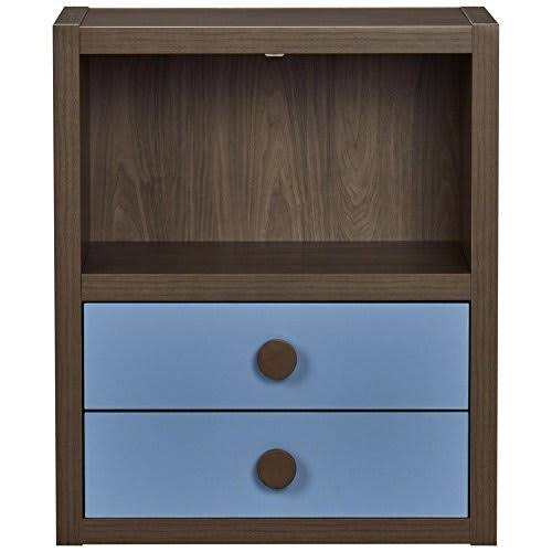 Blue Walnut Modular Bookcase with Drawers Y2326