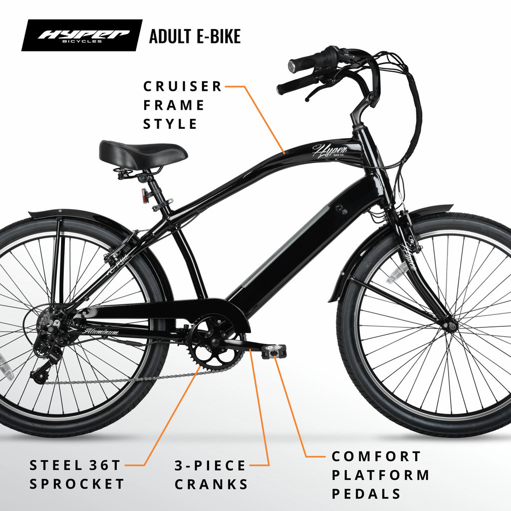 Black 36V Electric Cruiser E-Bike R51909