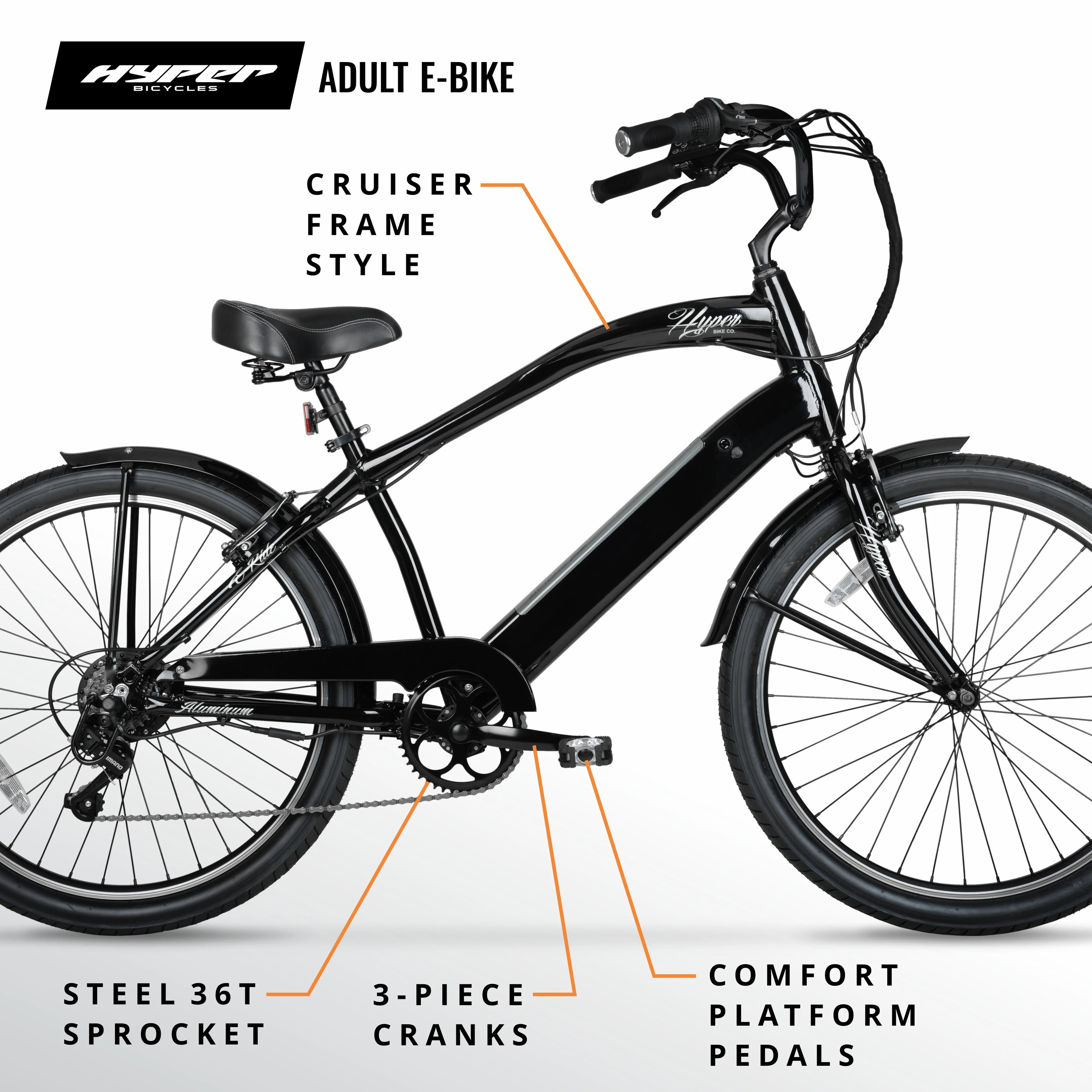 Black 36V Electric Cruiser E-Bike R51909