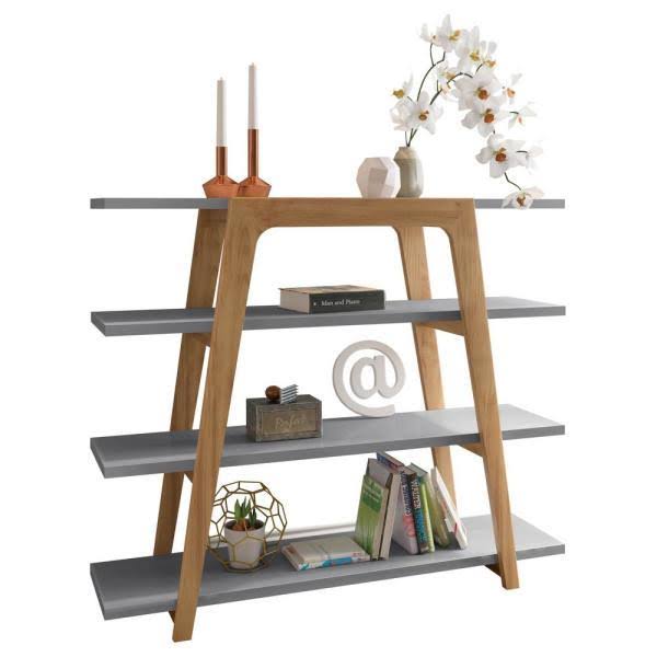 Watkins Grey Geometric 4-Shelf Ladder Bookcase F937326