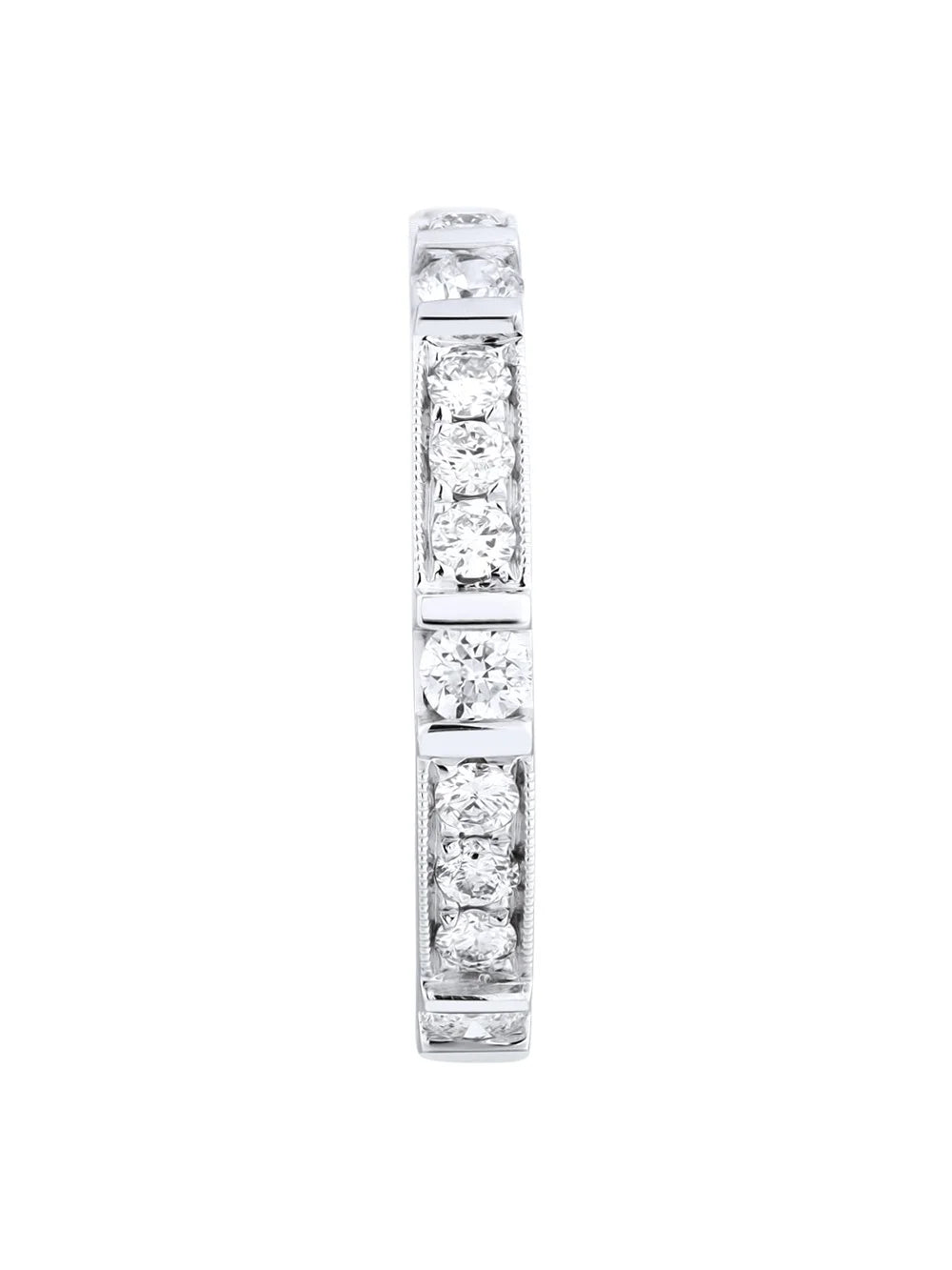 18K White Gold Pave Diamond Ladies Wedding Band Ring Size 6.5 0.77cttw N775
