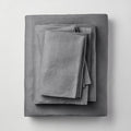 Queen 100% Washed Linen Solid Sheet Set Dark Gray R1866