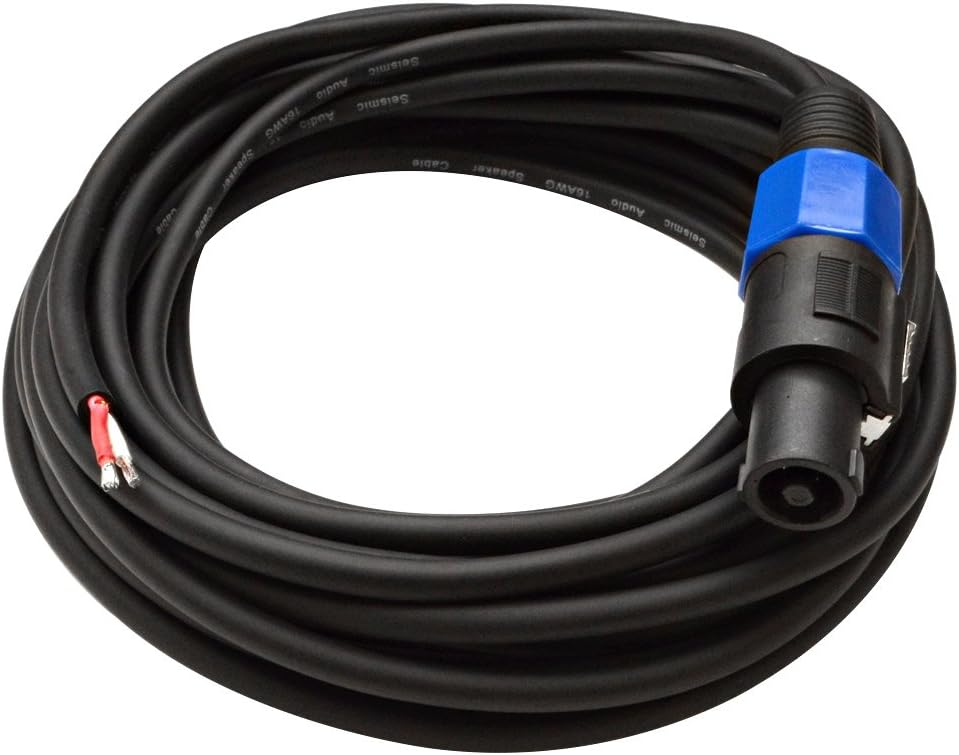 25-Feet Raw Wire to Speakon Speaker Cable, 16 Guage, Pack of 2 J601594