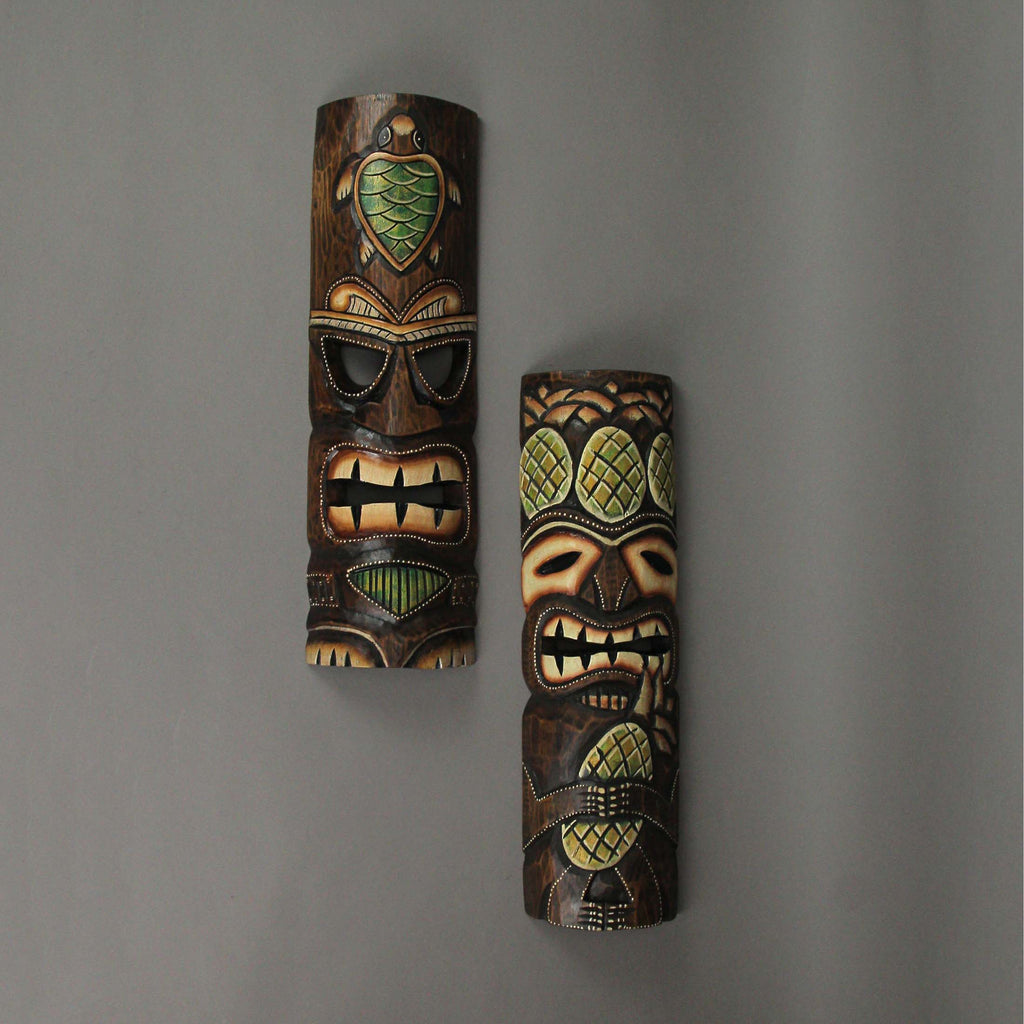 20 inch Wood Tiki Wall Mask Set of 2 O856515