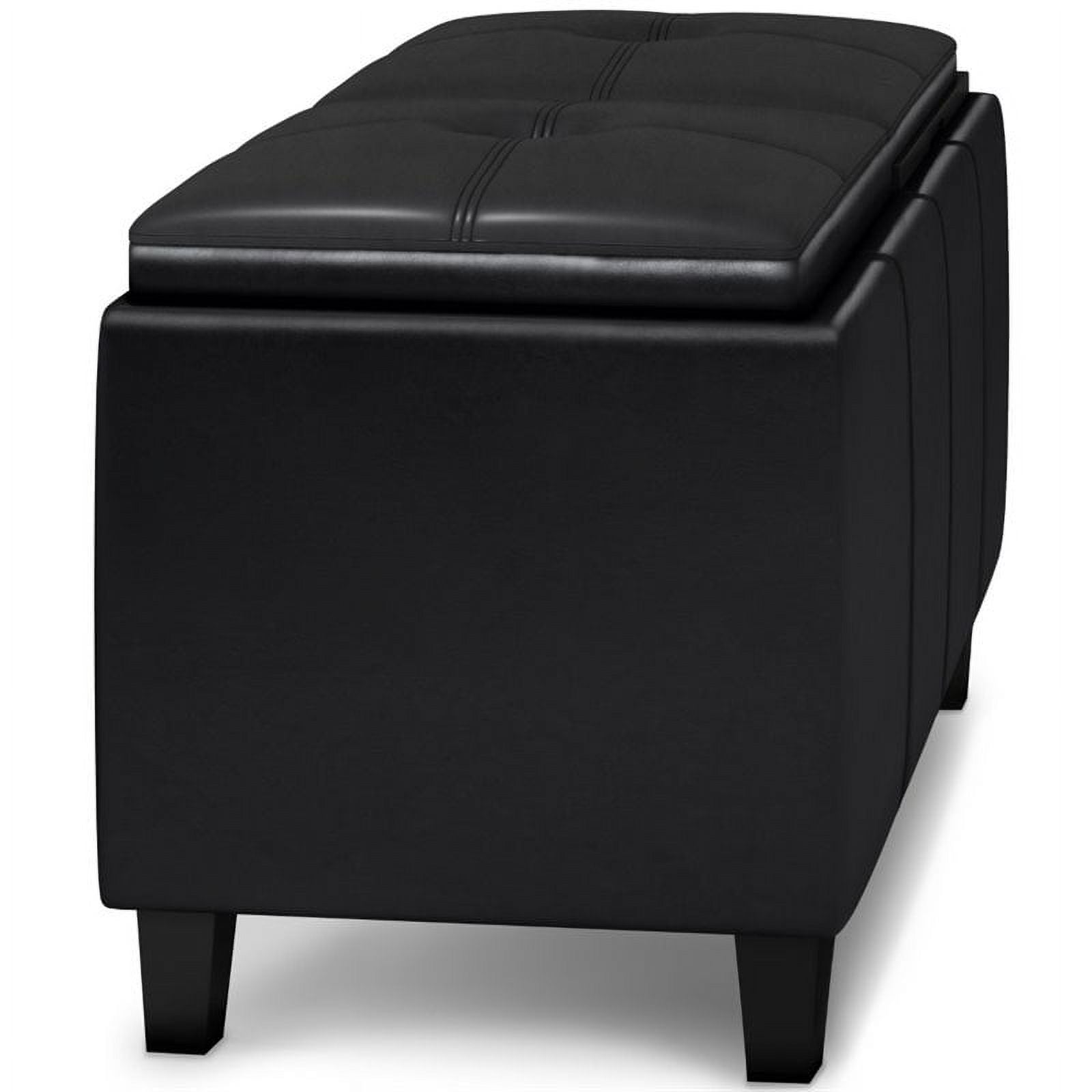 Faux Leather Storage Ottoman in Midnight Black A889282