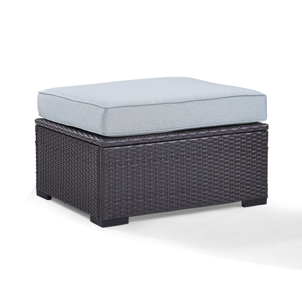 White/Brown Wicker Ottoman G367