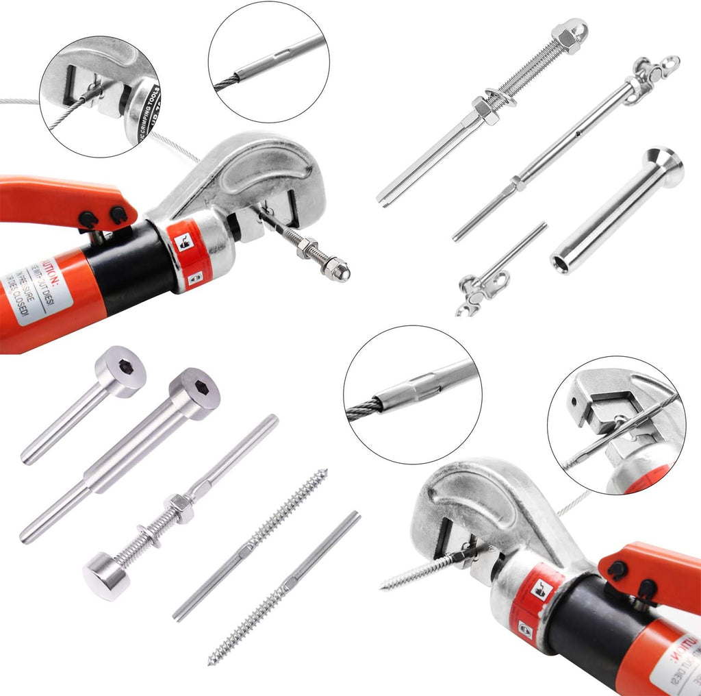 10 Ton Hydraulic Cable Crimper with 9 Dies and Stainless Steel Cable Cutter P180153