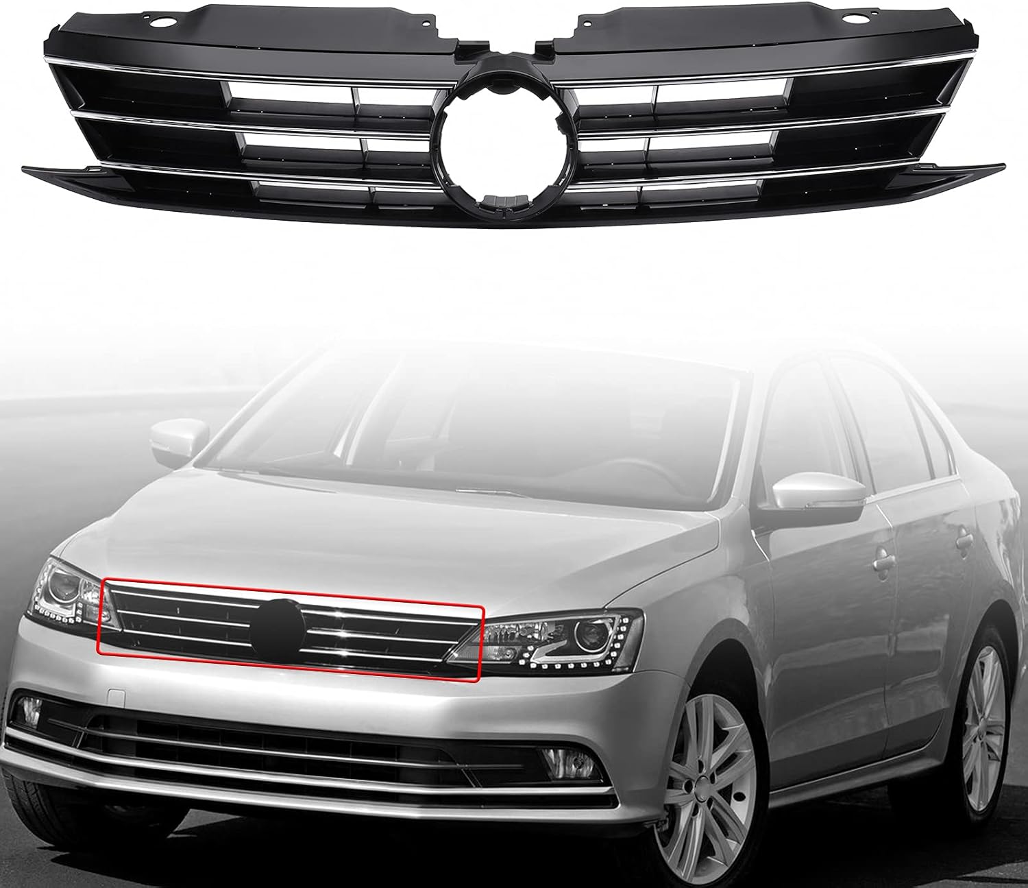 Front Grill Insert Upper Center Grille for Volkswagen Jetta MK6 2015 2016 2017 X657