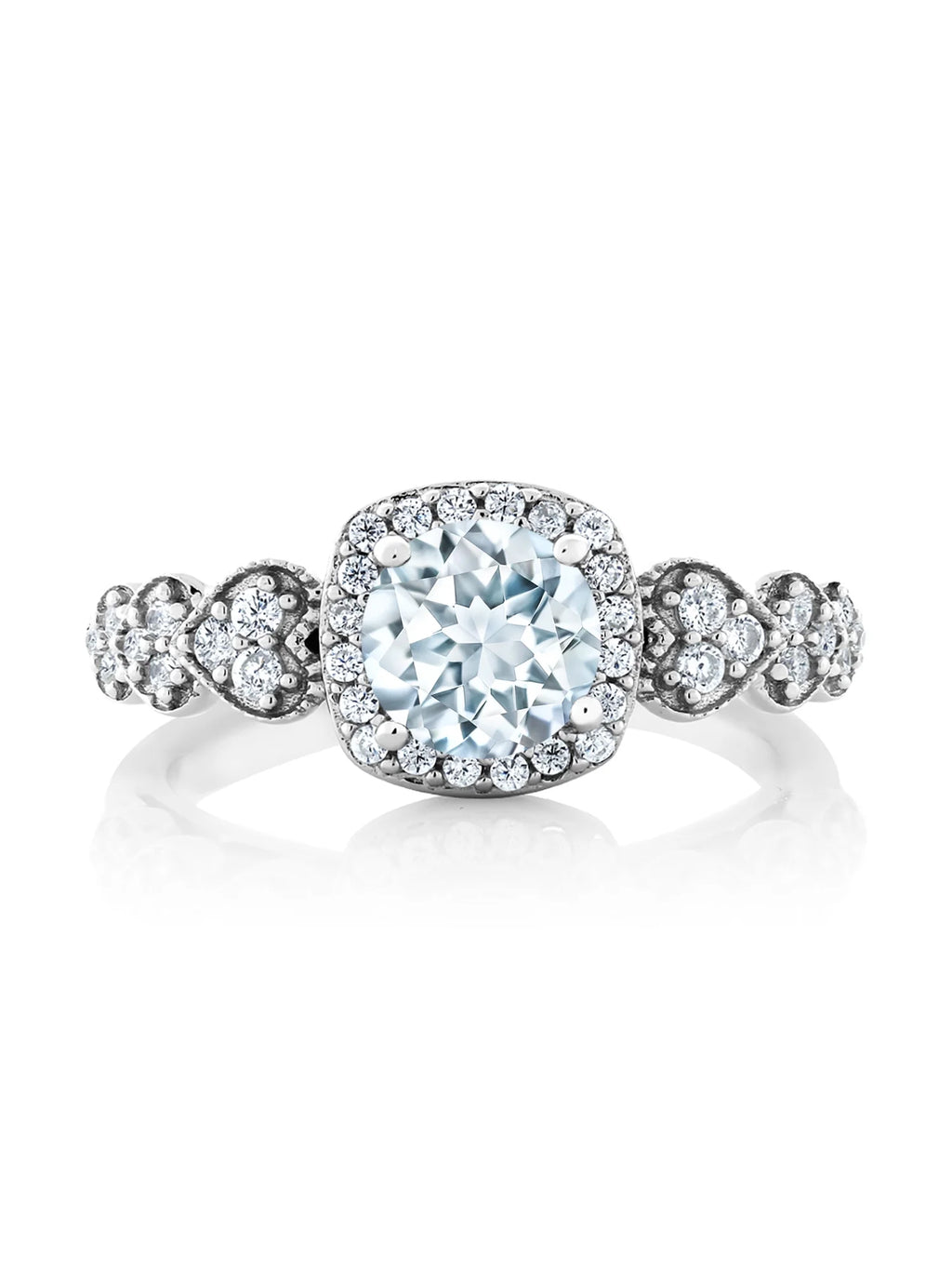 925 Sterling Silver Sky Blue Aquamarine Engagement Ring O683049