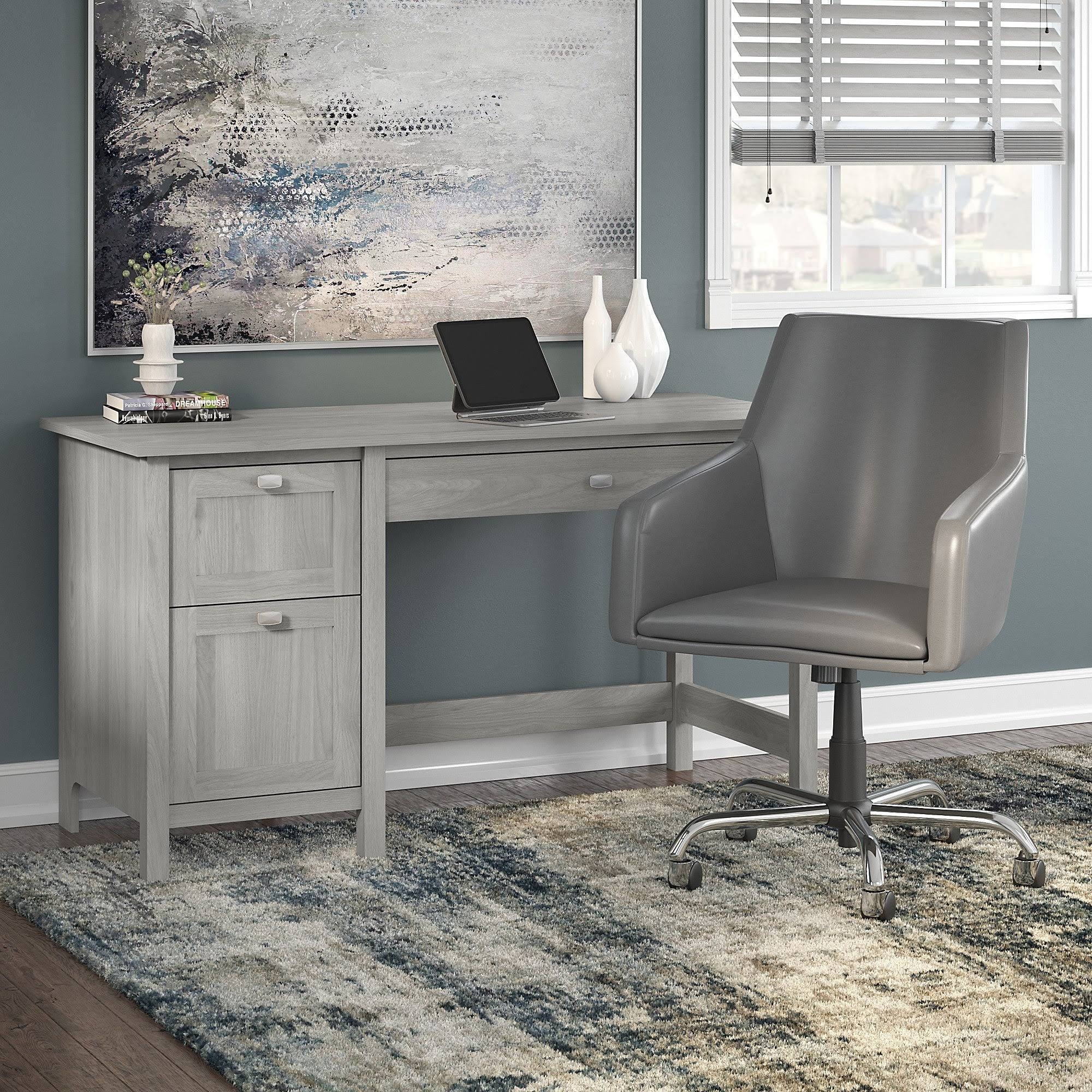 54W Modern Gray Computer Desk and Chair Set Q78910