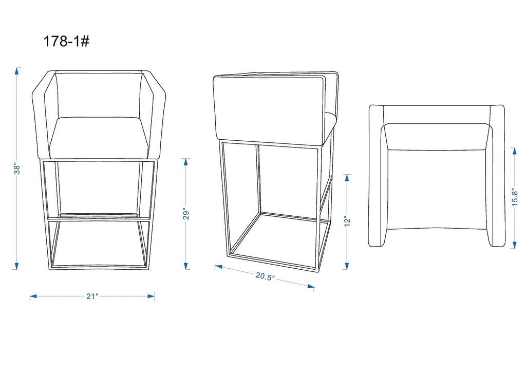 Cream and Black Metal Barstool Set of 3 W609