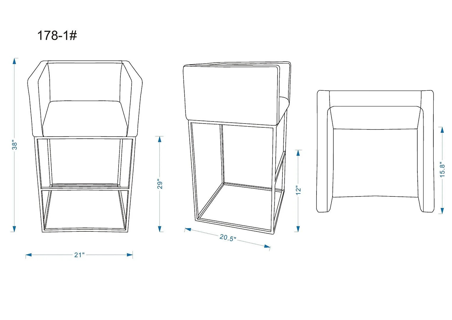 Cream and Black Metal Barstool Set of 3 W609