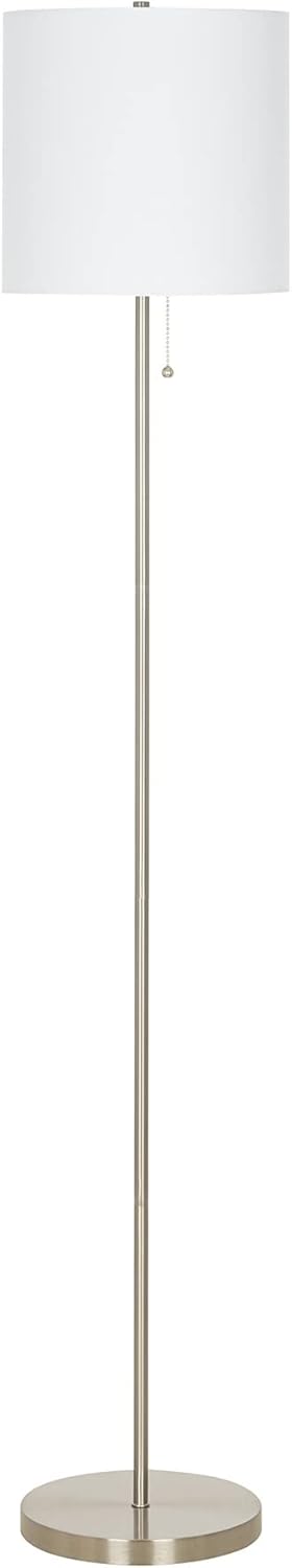 Brushed Nickel Metal Stick Floor Lamp with Pull Chain O42013