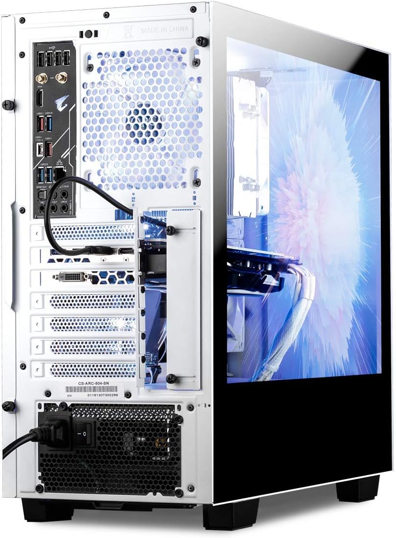 White SECC Steel Mid-Tower Desktop Computer Gaming Case with Side-Panel LCD Display R735