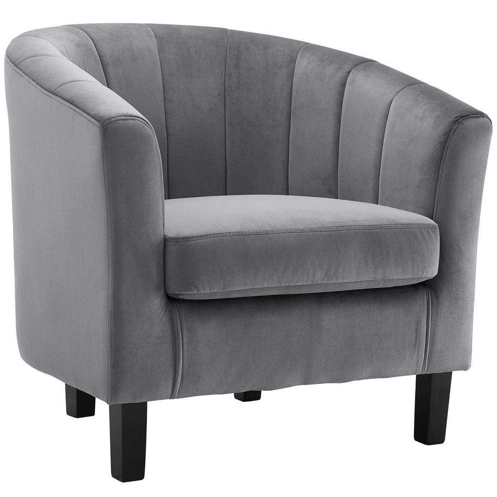 Channel Tufted Performance Velvet Armchair Set of 2 in Gray E77784