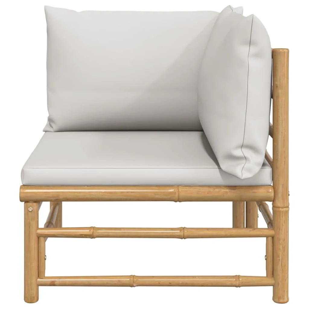 Bamboo Patio Corner Sofa with Gray Cushions T782