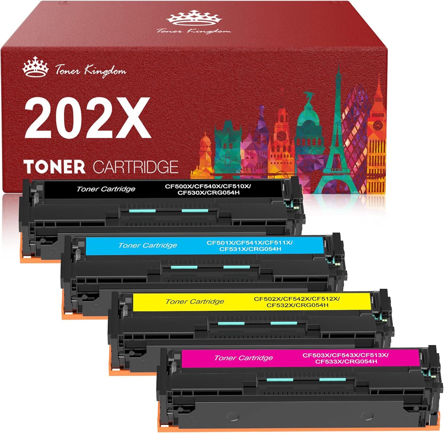 Compatible Toner Cartridge 4-Pack for HP Color LaserJet Printers (Black Cyan Yellow Magenta) M8787