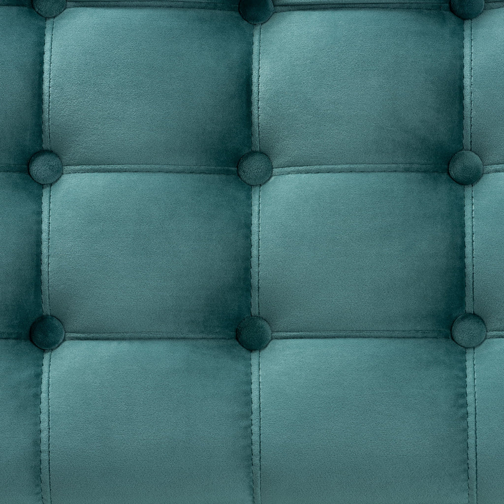 Teal Blue Velvet Button-Tufted Storage Ottoman Bench U5758