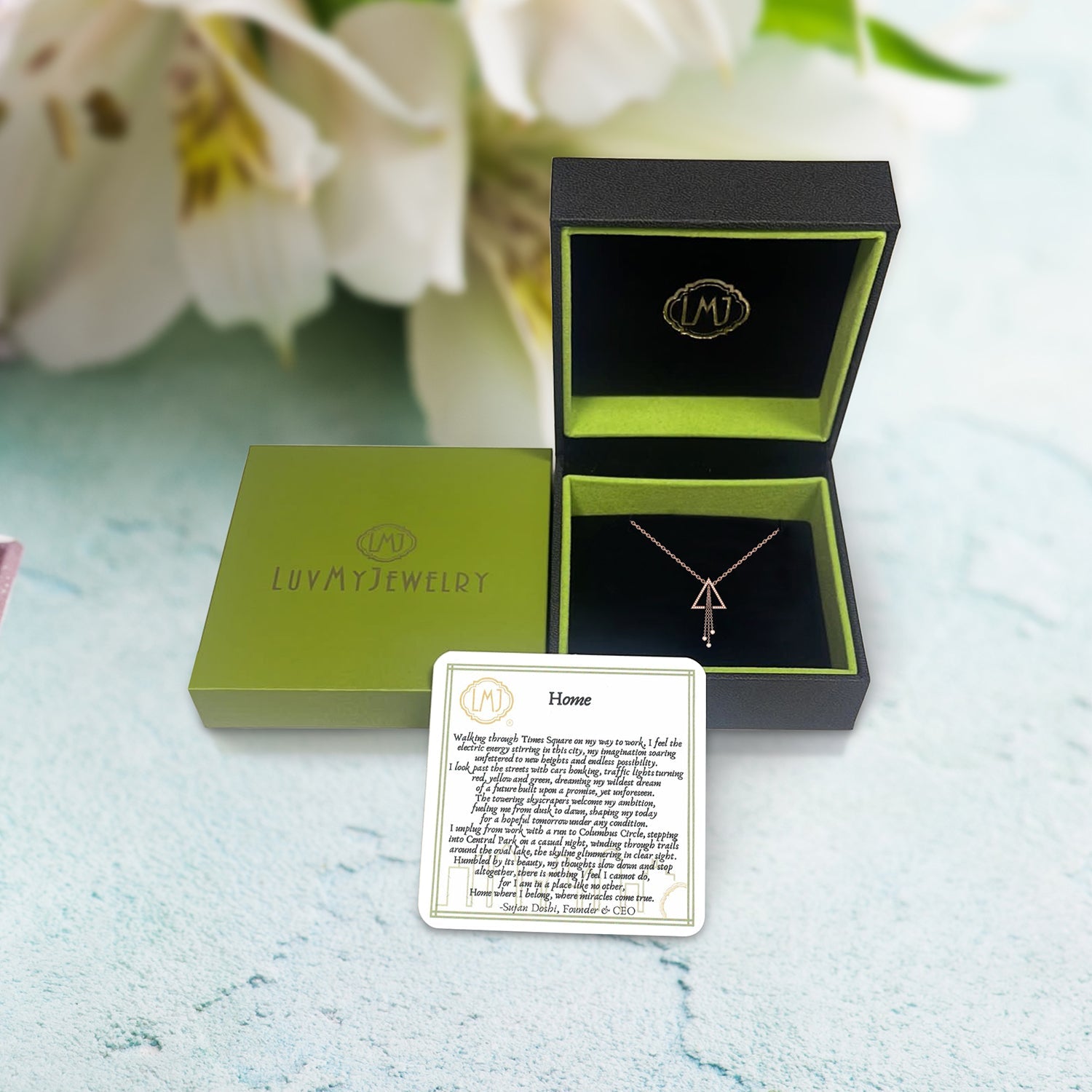 Adjustable Diamond Lariat Necklace in 14K Rose Gold Vermeil on 925 Sterling Silver W811856