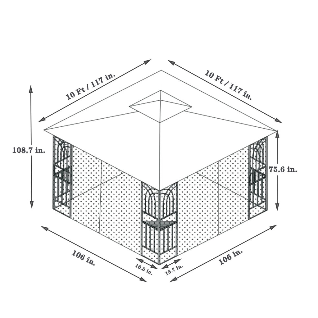 10x10Ft Canopy Tent with Mosquito Netting J9297