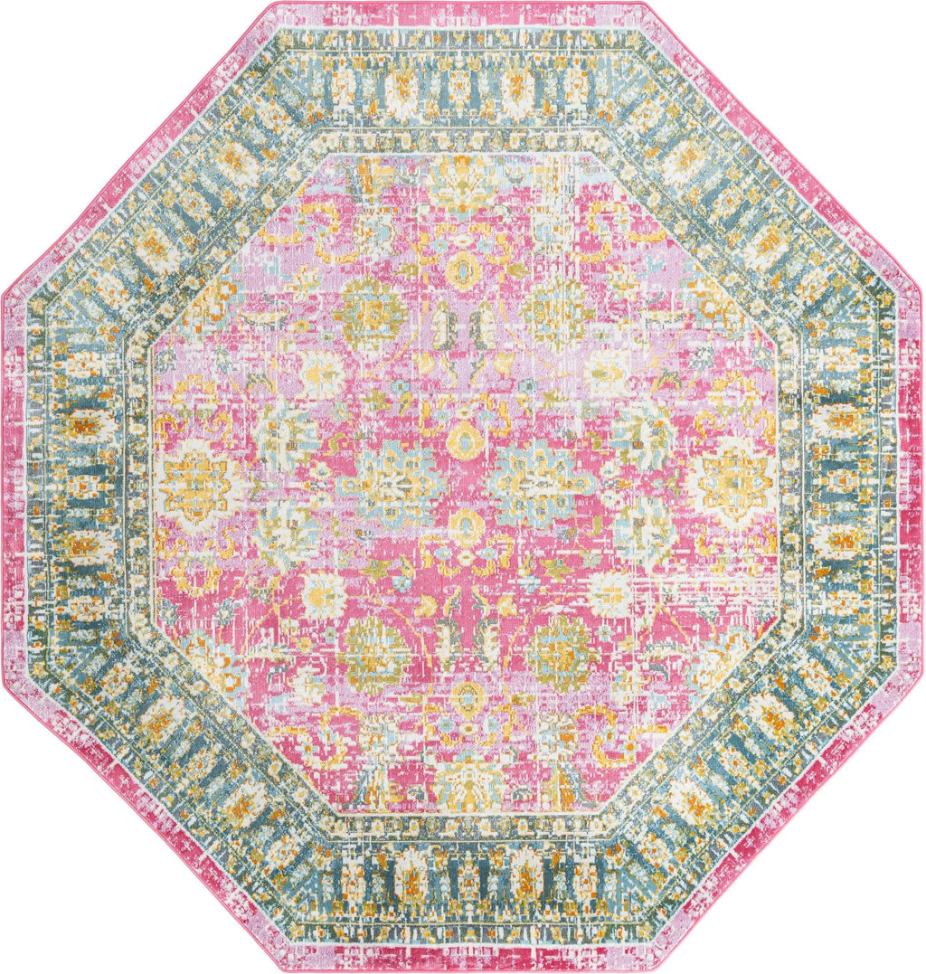 Octagon Pink Floral Rug H279088