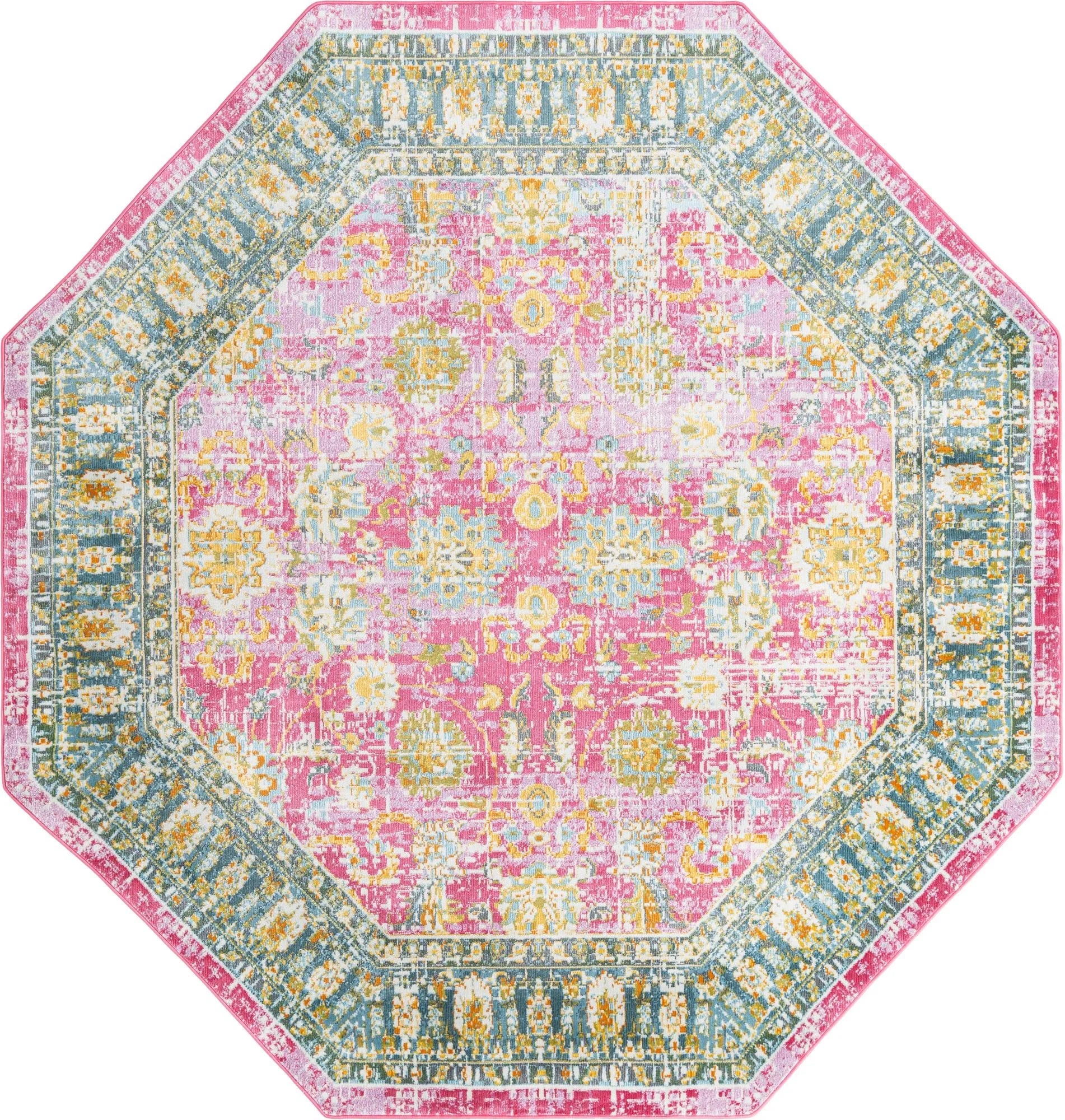 Octagon Pink Floral Rug H279088