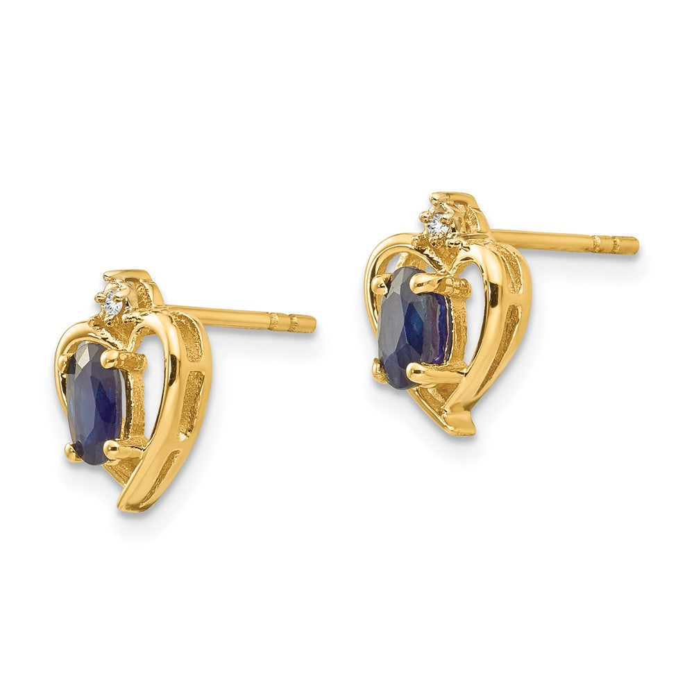 14k Sapphire and Diamond Heart Earrings P46885