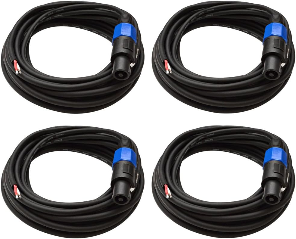 25-Feet Raw Wire to Speakon Speaker Cable, 16 Guage, Pack of 2 J601594
