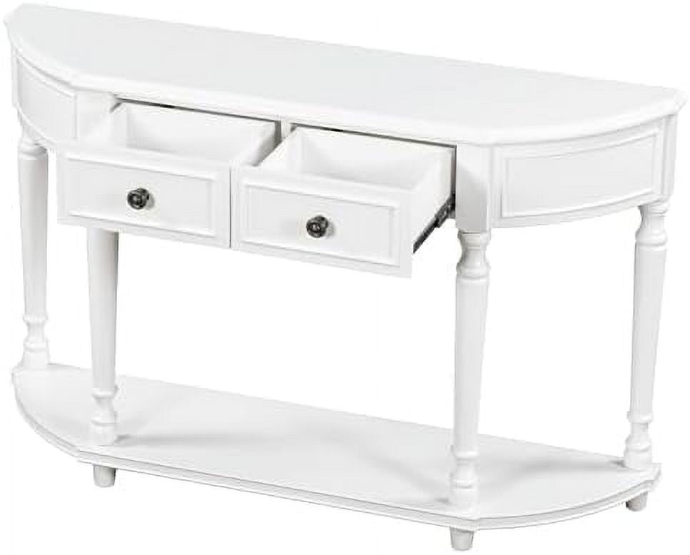 Navy Blue Wood Half Console Table with 3 Drawers A807851