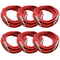 Pack of Six 25 Foot Red TRS Patch Cable Q1581