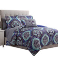 Blue Reversible Printed California King Complete Bed Set E721985