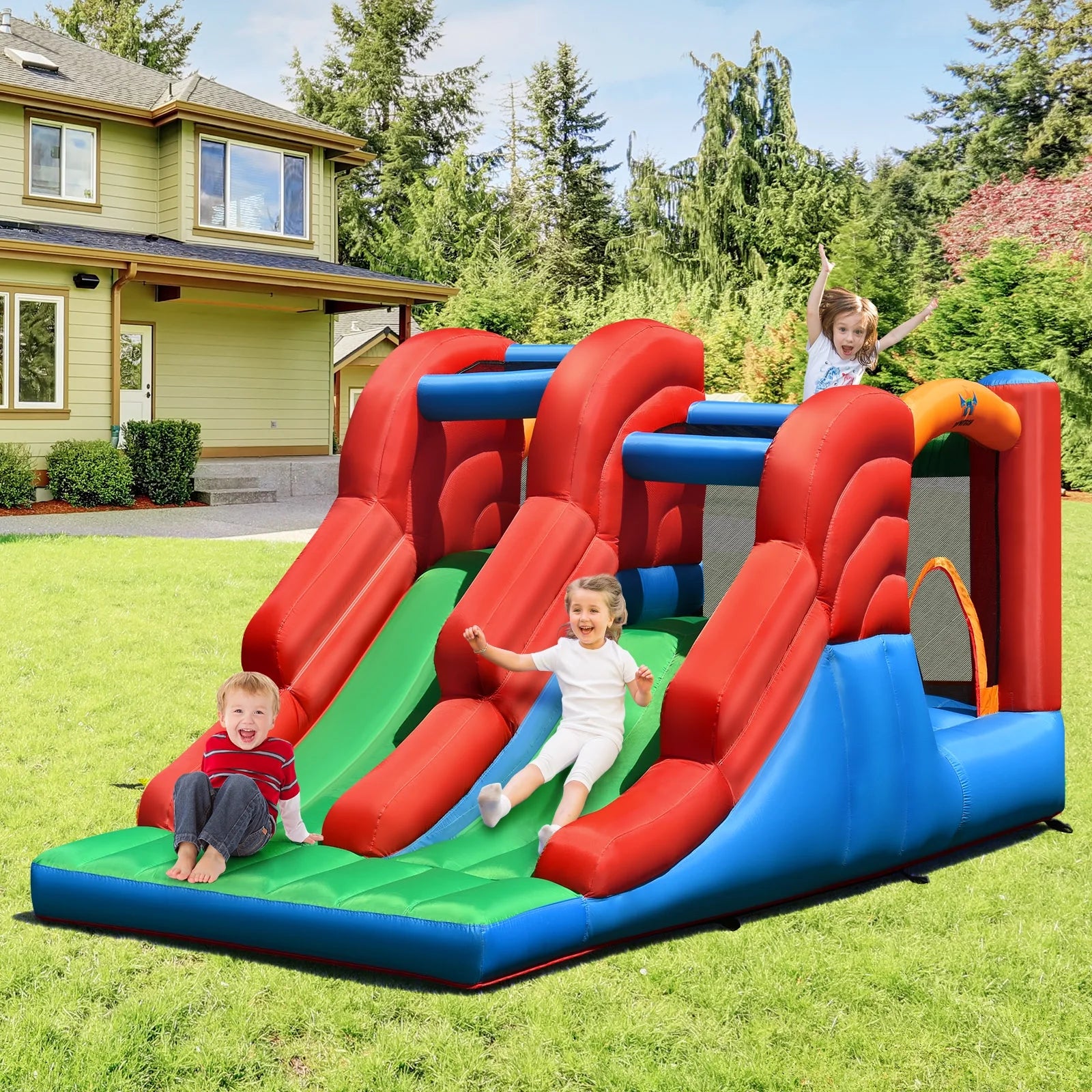 Inflatable Bounce House 3-in-1 Dual Slides Jumping Castle X8007