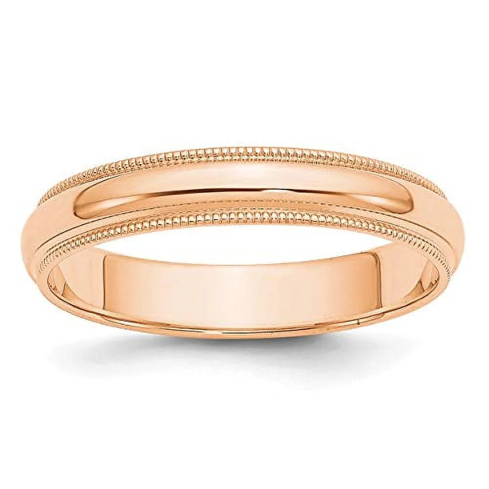 10K Rose Gold Half Round Band Ring P1826