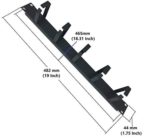 5 Pack 1U 5 D-Ring Cable Manager 19 Inch Horizontal Rack Mount Metal Wire Management System J6011