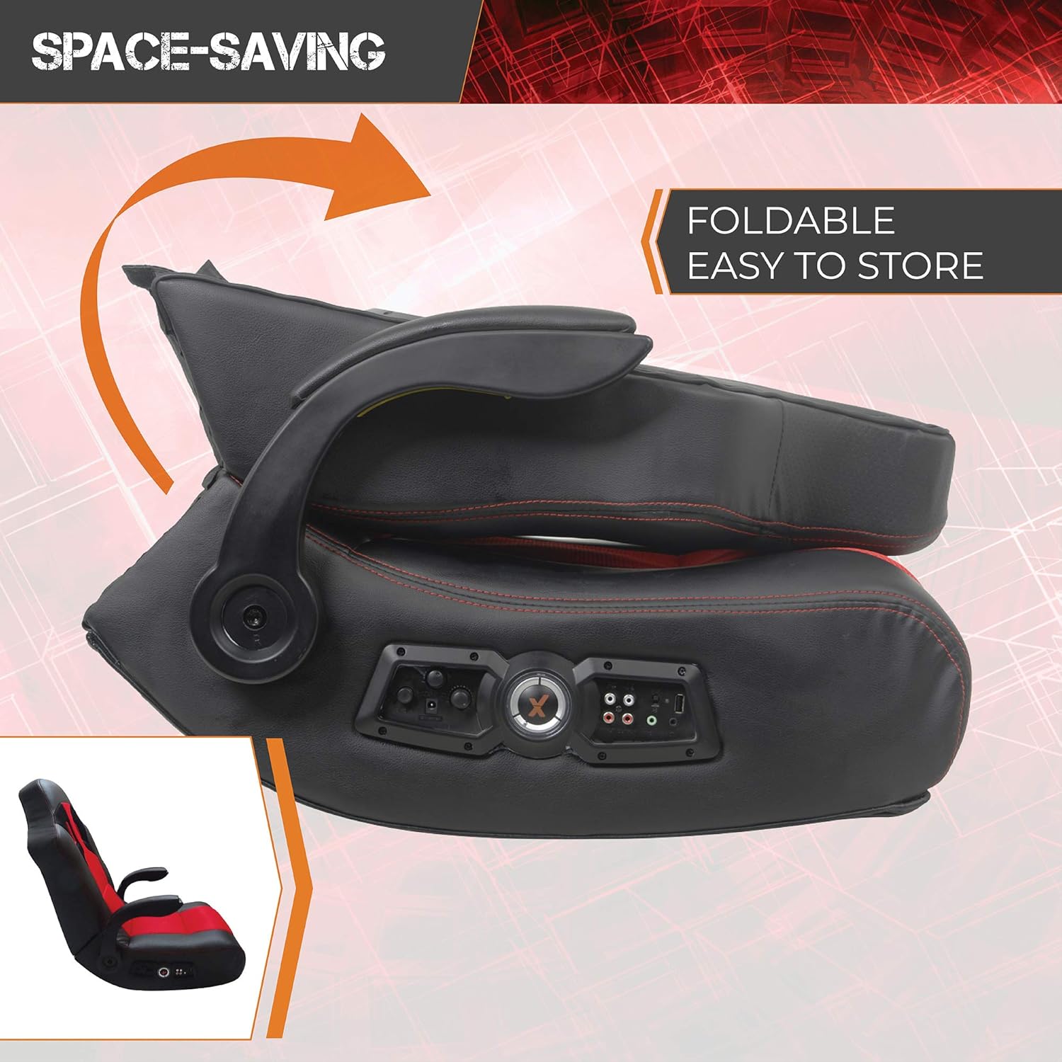 Black/Red Wireless Bluetooth Gaming Floor Rocker Z94951