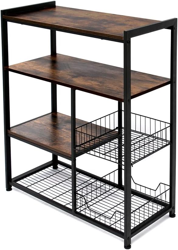 Light Walnut Kitchen Cart with Wooden Top S82814