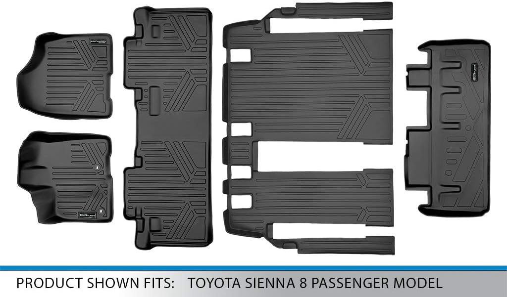 Black Custom Floor Mats 3 Rows and Cargo Liner Set N926